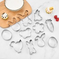 Rabbit, carrot, Easter cookie mold, Irish baking 11-piece stainless steel cookie cake mold