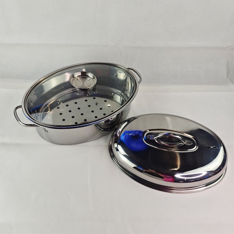 Stainless steel thick oval cooker, duck, fish, chicken, oval cooker, gas Induction cooking图2