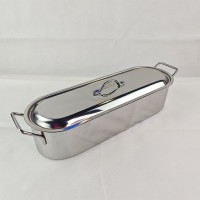 Thickened 304 stainless steel basin with lid, deepened pure flat bottom, ear handle, rectangular bas
