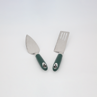 2 sets of green stainless steel kitchen utensils