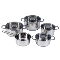 Mini Cooking Pots Straight Shape Glass Lid Stainless Steel Kitchenware