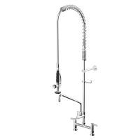 4-8 Inch Adjustable Center Wall Mount 25" Height Commercial Sink Faucet Brass Pre Rinse Kitchen