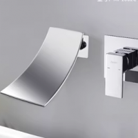 Tenfe chrome basin faucet wall mounted waterfall faucet for bathroom and bathtub