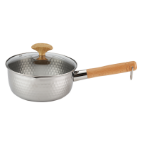 1pc Covered Flat-bottomed Pan 7.09inch/8.66inch, WithCapacity Marking Numbers, Beech Handle, Thicken