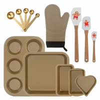 Cake Tools Set Baking Spatulas Measuring Scoops Set with Heat Resistance Gloves