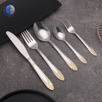HIGH QUALITY HOTEL HAND POLISHED STAINLESS STEEL CUTLERY SET WITH GOLD