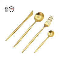 Jieyang 18/10 Matte gold Copper stainless steel Spoon Fork Knife cutlery flatware set