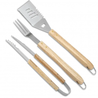 Hot Sale 3 PCS Wooden Handle Stainless Steel BBQ Utensils BBQ Tool set