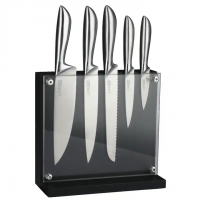 6 pcs Hollow Handle Stainless Steel Kitchen Knife Set with Magnetic Wooden Block Stand