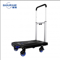 137kg Load Capacity Small Size 4 Inch Wheel Folding Platform Hand Truck Trolley Cart With Brakes