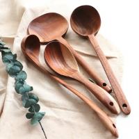 Eco Friendly Natural Kitchen Utensils Wood Kitchenware Spoon Set Utensil Tools Wooden Spoons For Coo