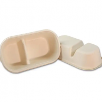 2-Compartment Compostable Salad Bowls 900ML Sugarcane Food Container Disposable Dinnerware & Tablewa