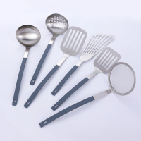 9 piece Nylon kitchen utensil set with wood pattern