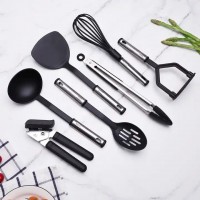 Factory Direct Offer Kitchenware Wooden Handle 7 Pieces Non Stick Silicone Kitchen Utensils Set With