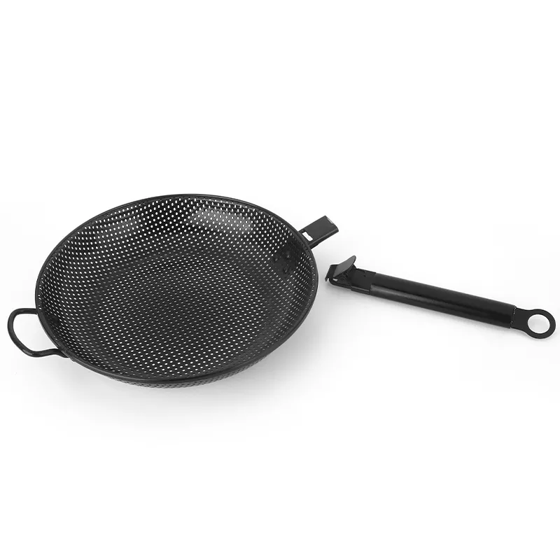 Non Stick Coating BBQ Grilling Wok With Stainless Steel Handle For Outdoor Camping图4