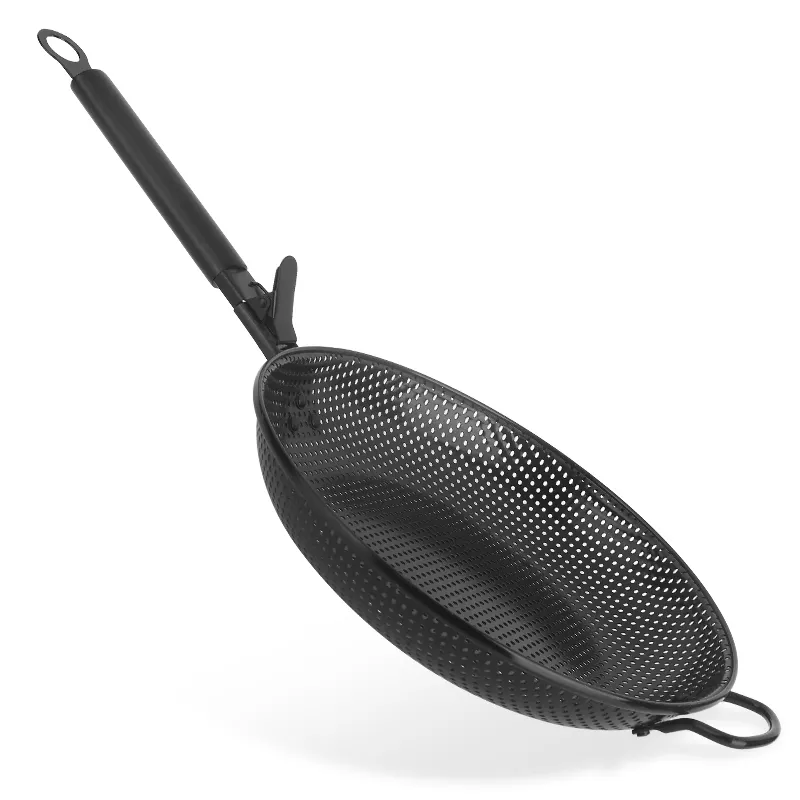 Non Stick Coating BBQ Grilling Wok With Stainless Steel Handle For Outdoor Camping图5