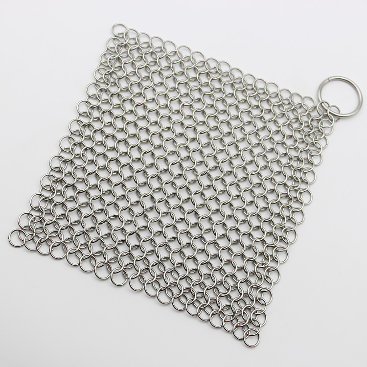 Stainless steel chainmail scrubbers cast iron cookware dishwashers natural sponge kitchen cast iron 